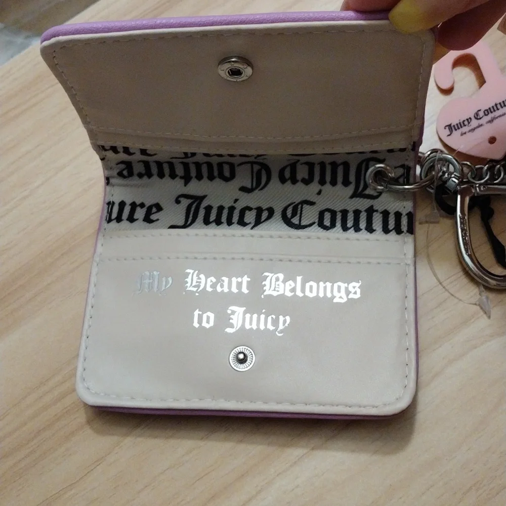 Juicy Couture Violet Tulle Wing It Card Case with Heart Charm Key Fob 🦋✨ 🆕